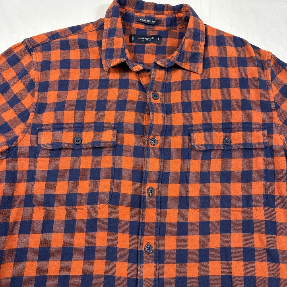 SHIRT FLANNEL Lucky Brand Women SM ORG Plaid Button L/S Multicolor FLAP POCKECTS